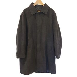 LL Bean‎ Wool Cashmere Blend Overcoat Full Length Large Charcoal Grey